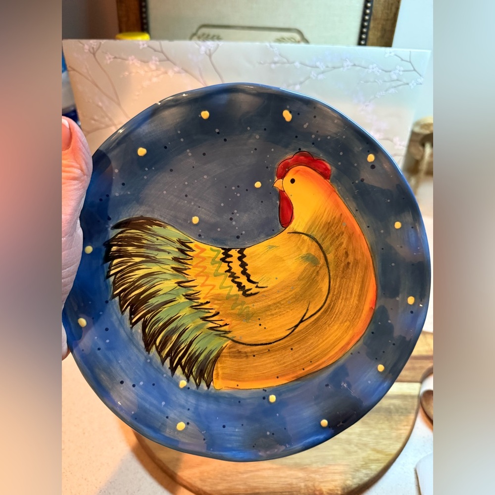 Susan Winget Colorful Rooster Ceramic Plate
Wavy edges. Just that pop of color!
